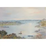 Frank Watson Wood, TRAIN THROUGH BERWICK, watercolour
