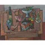 Carlo Rossi, NEGRONI, oil and collaged paper on board