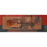 Carlo Rossi, STILL LIFE WITH GUITAR, oil and collage on board