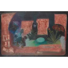 ABBEY FRAGMENTS by Sylvia von Hartmann, mixed media on board, sold Jul 2021