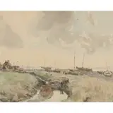 James McBey, BEACHED BOATS, WEST MERSEA