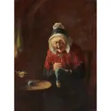 Tom McEwan, DARNING SOCKS, oil on canvas