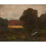 George William Whitaker, NEW ENGLAND LANDSCAPE WITH FIGURES, oil on canvas