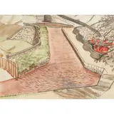 James Cowie, ON THE BRIDGE, Pencil and watercolour