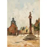 Joseph Milne, A VILLAGE SCENE, oil on canvas