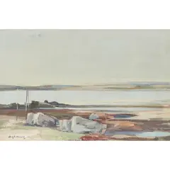 Hugh Munro, DISTANT SHORE, oil on board