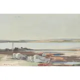Hugh Munro, DISTANT SHORE, oil on board
