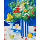 Mary Gallagher, STILL LIFE WITH STRIPED VASE, oil on canvas