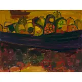 Irene Halliday, LOBSTER BOAT, oil on canvasboard