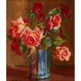 Kate Wylie, STILL LIFE OF ROSES, oil on canvasboard