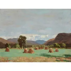 George Houston, HAYSTACKS, oil on canvas