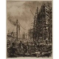 Muirhead Bone, SHIPBUILDERS AT WHITEINCH, 1893, Etching and drypoint