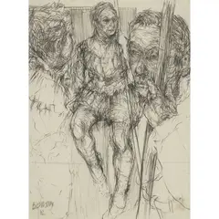 FIGURE STUDIES by John Bellany, 1962, pencil, sold Jan 2021