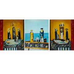 John Bellany, ALLEGORY - A CELTIC PHANTASMAGORIA (TRIPTYCH), oil on canvas in three parts