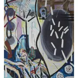 Caroline McNairn, THE FALLEN, oil on canvas with collaged element