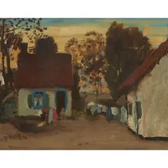 Thomas Austen Brown, COTTAGES, CAMIERS, oil on board