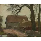Alick Riddell Sturrock, THE THATCHED BARN, oil on canvas