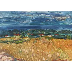 FIELDS OF BARLEY by William MacTaggart, oil on board, sold Jan 2021