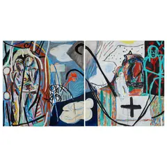 UNTITLED (DIPTYCH) by Caroline McNairn, Oil on canvas across two parts, sold Jan 2021