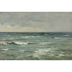 Joseph Henderson, THE OPEN SEA WITH DISTANT FISHING BOATS, oil on canvas