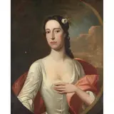 Ann Forbes, HALF LENGTH PORTRAIT OF A LADY IN WHITE, oil on canvas