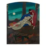 John Duncan, THE DESCENT FROM THE CROSS, oil on canvas, arched top