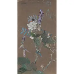 Edwin John Alexander, BRAMBLE AND PURPLE VETCH, watercolour on oatmeal paper