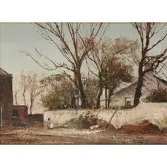 William Wells, BY THE GARDEN WALL, oil on canvas