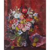 Mary Nicol Neill Armour, AUTUMN FLOWERS IN BLACK JUG