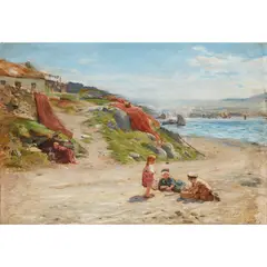 William McTaggart, PICNIC ON THE BEACH, oil on canvas