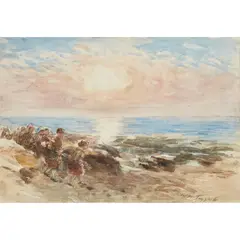 William McTaggart, SUNRISE - BAIT GATHERERS RETURNING, watercolour