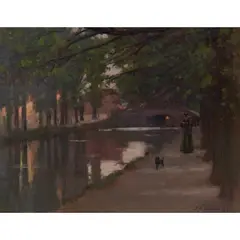 Patrick William Adam, BY THE CANAL, DUBLIN, oil on canvas