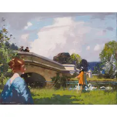 George Henry, FEEDING THE SWANS, oil on canvas