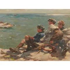 William Marshall Brown, WAITING FOR THE FLEET, oil on canvas