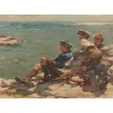 William Marshall Brown, WAITING FOR THE FLEET, oil on canvas