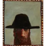 John Bellany, SELF PORTRAIT IN A HAT, oil on board