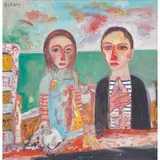 John Bellany, FISHERFOLK BY THE SEA, oil on canvas