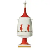 Gio Ponti, Pompeiano Vase and Stopper, designed 1930, gilt print 'Richard Ginori' mark, printed 'Richard Ginori / 35-8 / MADE IN ITALY', 'Expressly for A. N. K. & Bro', and numbered in red '2/35', porcelain, polychrome and gilt