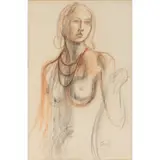 Leon Underwood, Nude, 1938, coloured chalks on paper