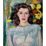 Edward Wolfe, Woman with flowers, oil on canvas