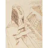 F. N. Souza, The Pianist, 1956, ink on paper