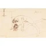 F. N. Souza, Lovers, 1962, pencil and ink on paper