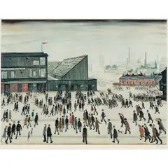 L. S. Lowry, Going to the Match, 1972, offset lithograph