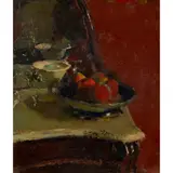 Christopher Chamberlain, Still Life – Fruit Bowl on Corner of Chiffonier, oil on board