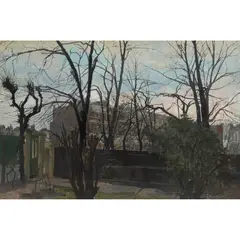 Heather Copley, Front Garden, 402 Fulham Road, 1959, oil on board