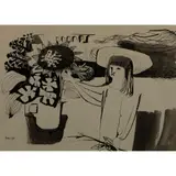 Mary Fedden, Girl with Plant, 1971