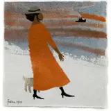 Mary Fedden, Woman and Dog by the Sea, 1988