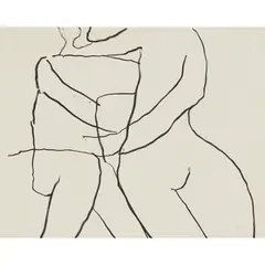 Roger Hilton, Two Figures, Wax crayon