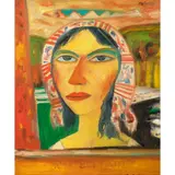 John Bellany, Girl with Mackerel, oil on canvas