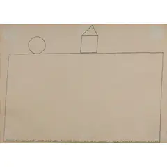 Bob Law, Wooden Box Sculpture with Obelisk, Drawing for Sculpture, 1963, pencil on paper